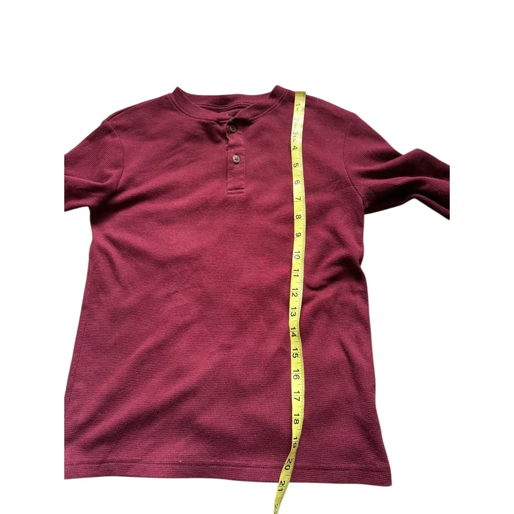 Boys The Children's Place Waffle Knit‎ Henley Shirt Size M 7/8 Burgundy as is